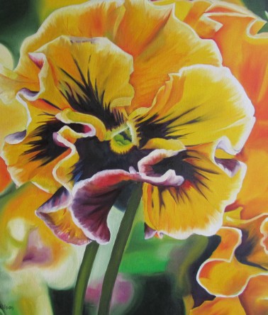 Oil painting, yellow pansy
